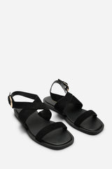 Canopy Cross Over Strap Black Suede Sandal
