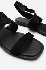 Canopy Cross Over Strap Black Suede Sandal