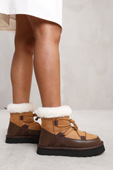 EDEN ANKLE BOOT WITH FAUX FUR LINING IN BROWN