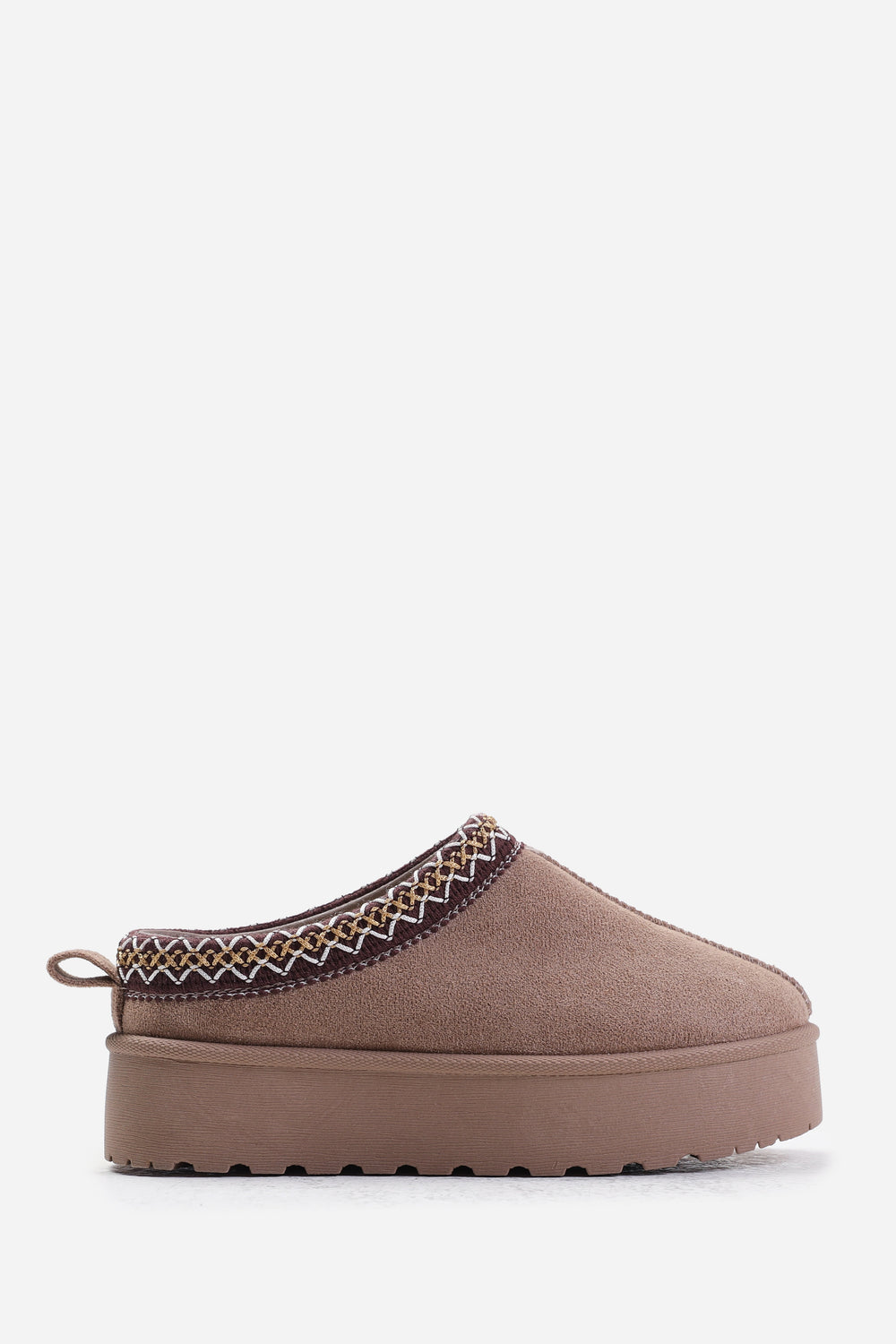 MANGO KIDS FLATFORM EMBROIDERED LOW ANKLE SLIPPER BOOTS IN CAMEL SUEDE