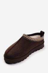 Pine Aztec Detail Faux Fur Lining Mini Boots In Brown Suede