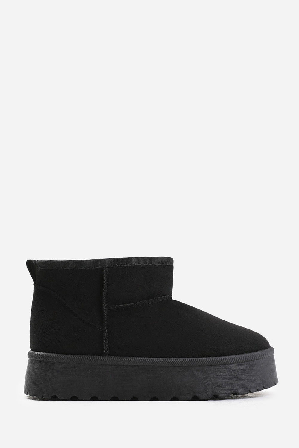 OAK FAUX FUR LINING PLATFORM ANKLE BOOTS IN BLACK SUEDE