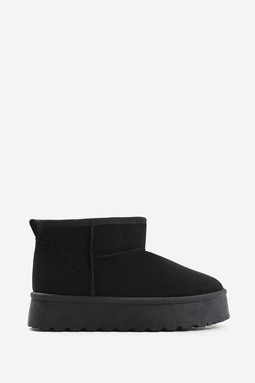 ZYLA FLATFORM FUR LINING ANKLE BOOT IN BLACK SUEDE