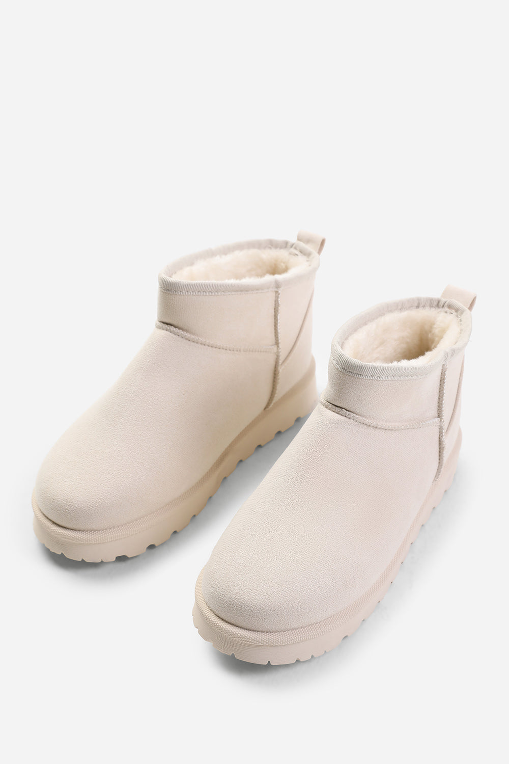 MAPLE FAUX FUR LINING ANKLE BOOTS IN CREAM SUEDE