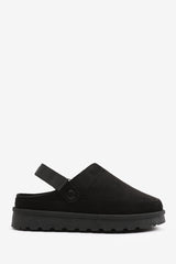 ALONDRA SLIP ON ADJUSTABLE STRAP MINI BOOTS IN BLACK SUEDE