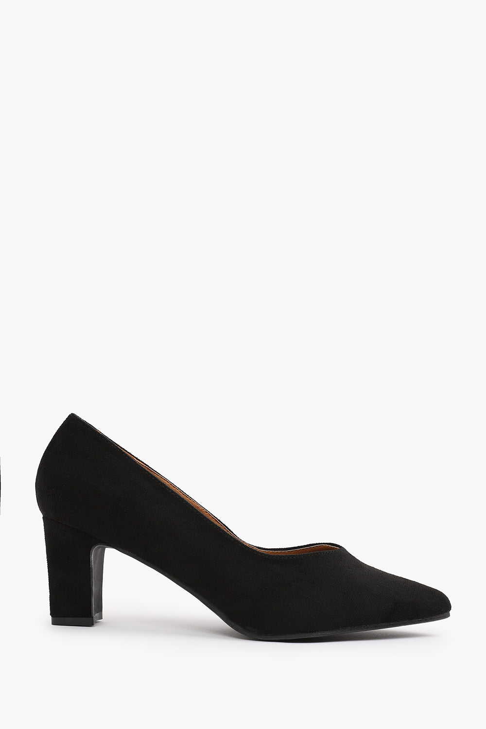 SERENA EXTRA WIDE FIT BLOCK HEEL WITH POINTED TOE IN BLACK SUEDE