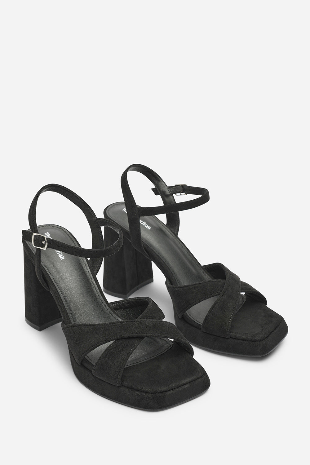 Qavira Cross Over Platform Block Heels With Ankle Strap