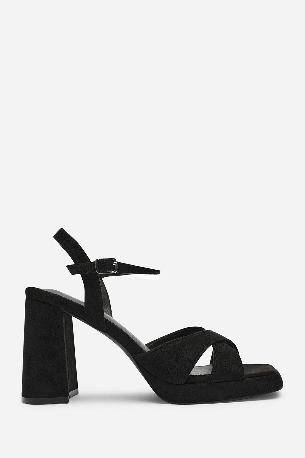 Qavira Cross Over Platform Block Heels With Ankle Strap