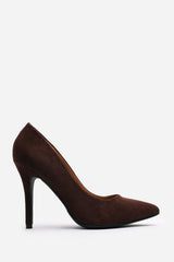 Leah Toe Pump High Heel In Dark Brown Suede