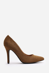 Leah Toe Pump High Heel In Khaki Suede