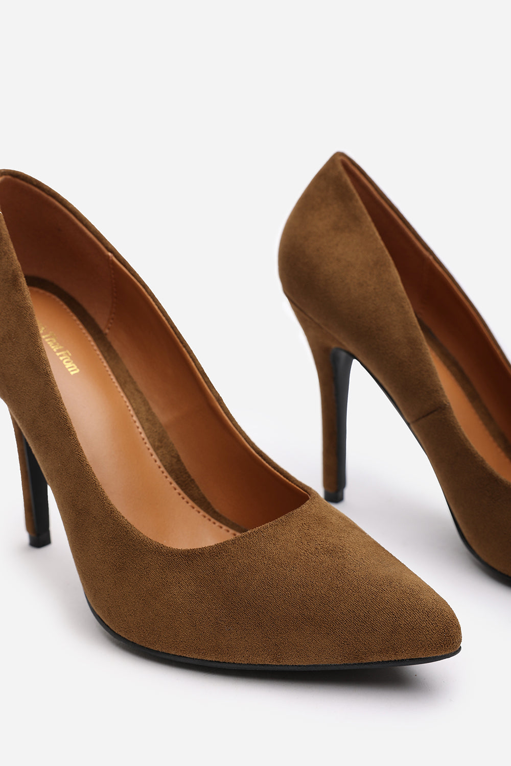 Leah Toe Pump High Heel In Khaki Suede