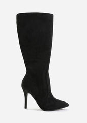 ZOYA HIGH HEEL BOOT IN BLACK SUEDE