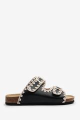 Aaliyah Chunky Flatform Sandals With Cutout Straps In Black
