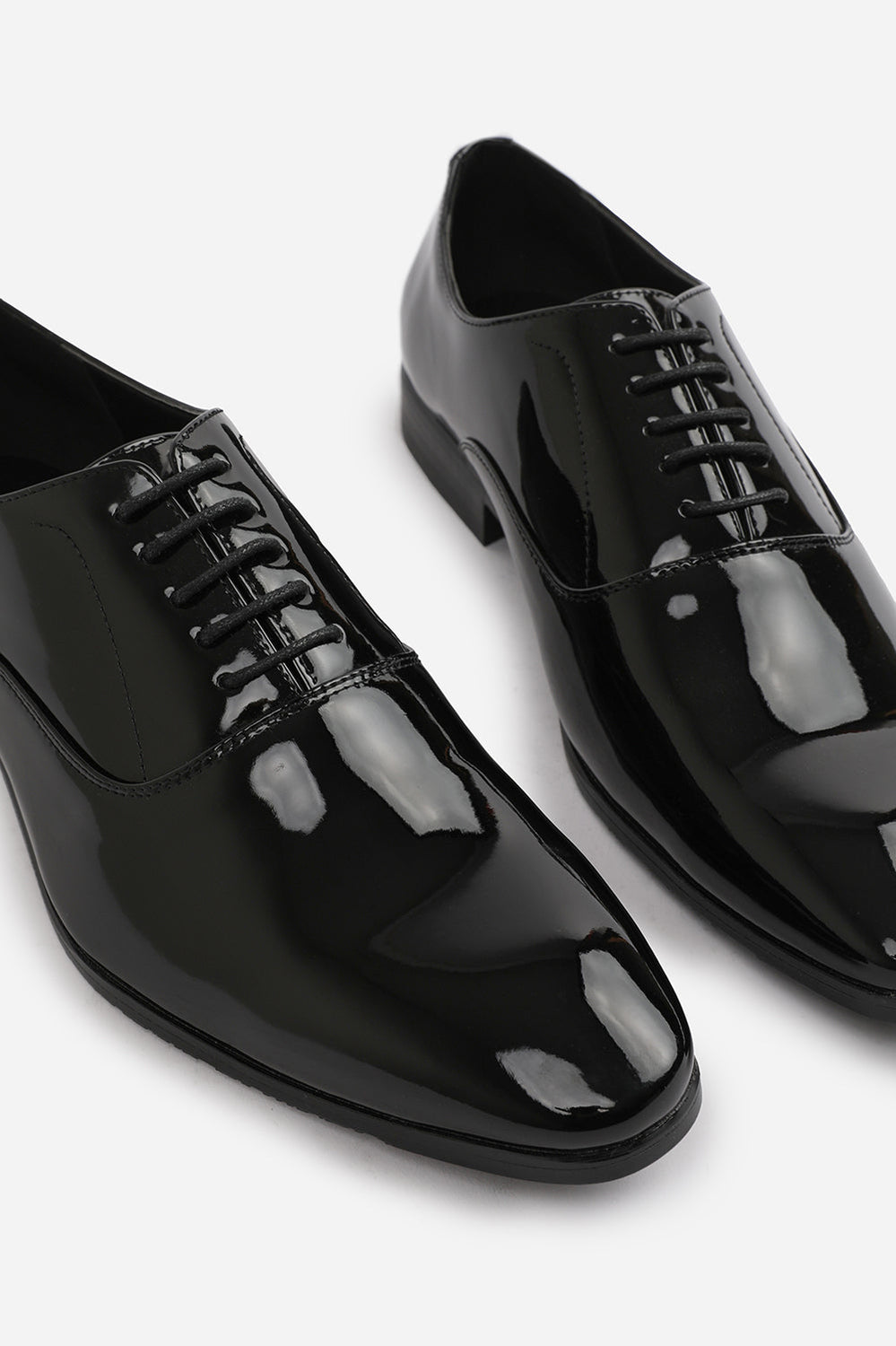 NICK OXFORD LACE UP WORK DRESS SHOES IN BLACK PATENT