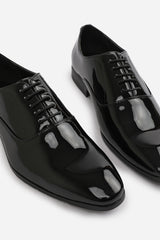 NICK OXFORD LACE UP WORK DRESS SHOES IN BLACK PATENT
