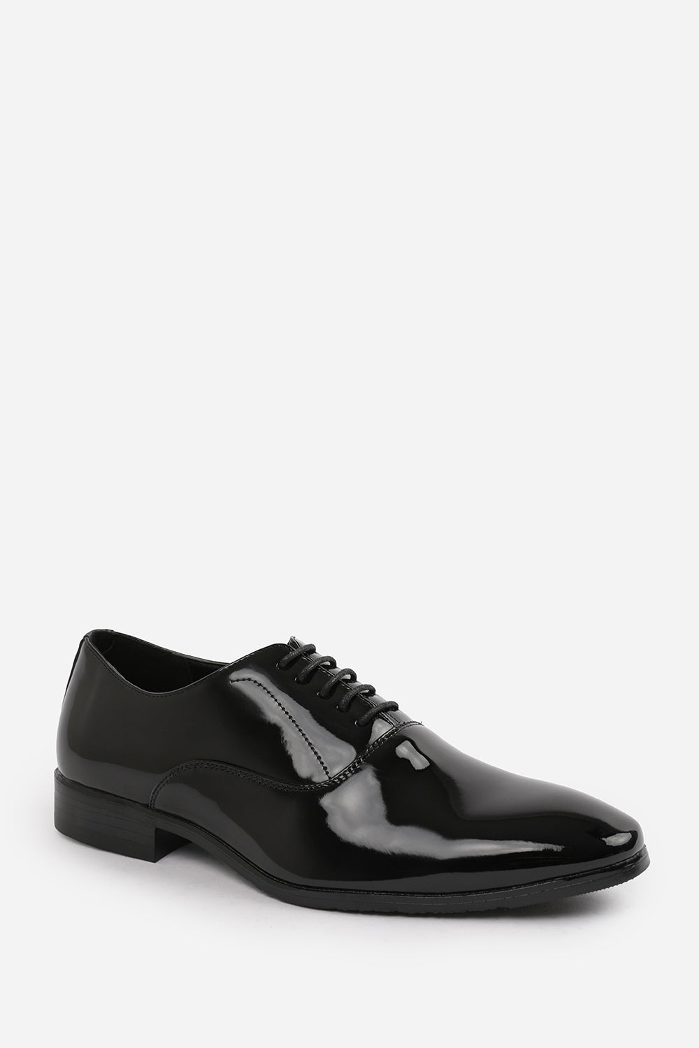 NICK OXFORD LACE UP WORK DRESS SHOES IN BLACK PATENT