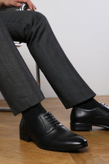 NICK OXFORD LACE UP WORK DRESS SHOES IN BLACK FAUX LEATHER