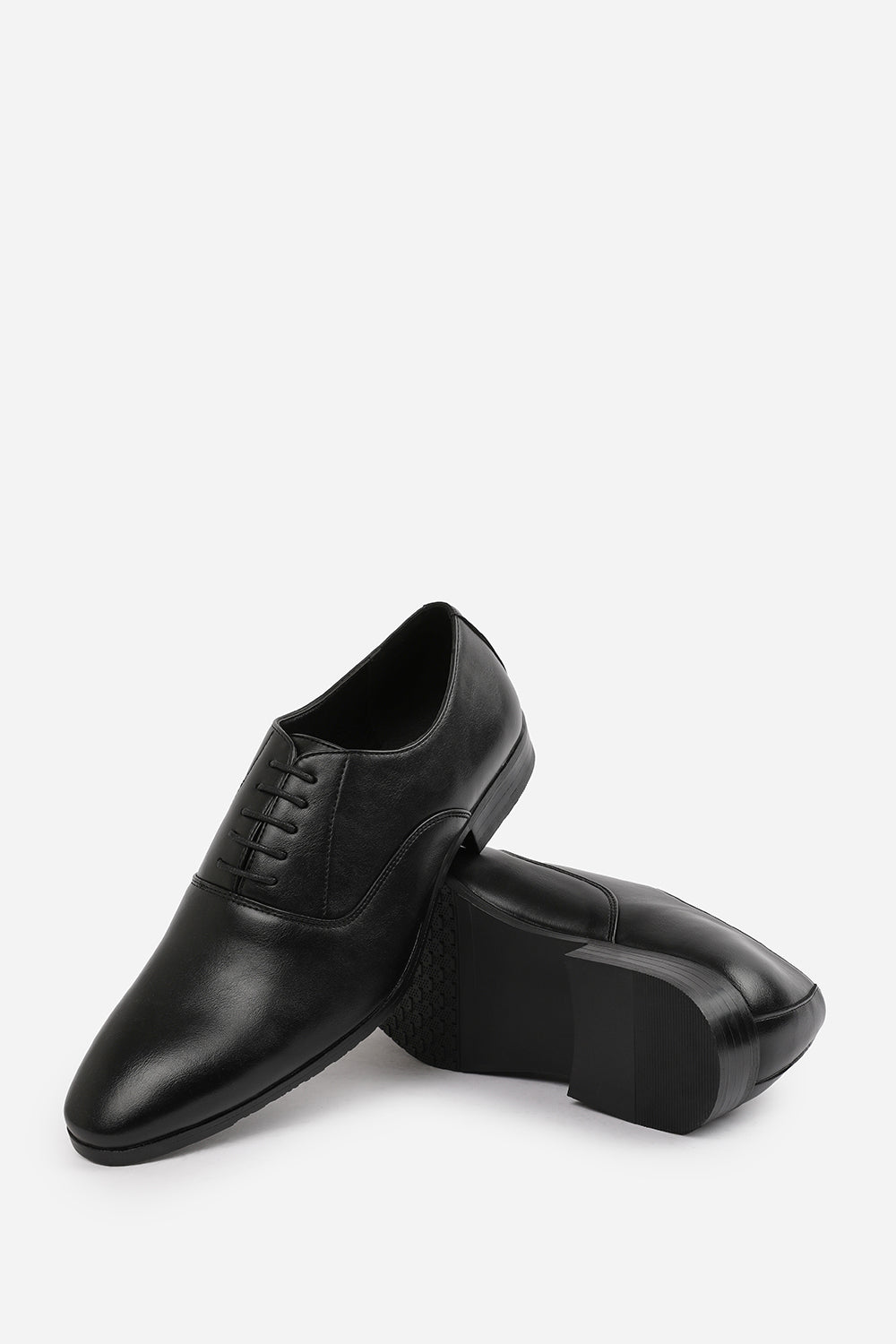 NICK OXFORD LACE UP WORK DRESS SHOES IN BLACK FAUX LEATHER