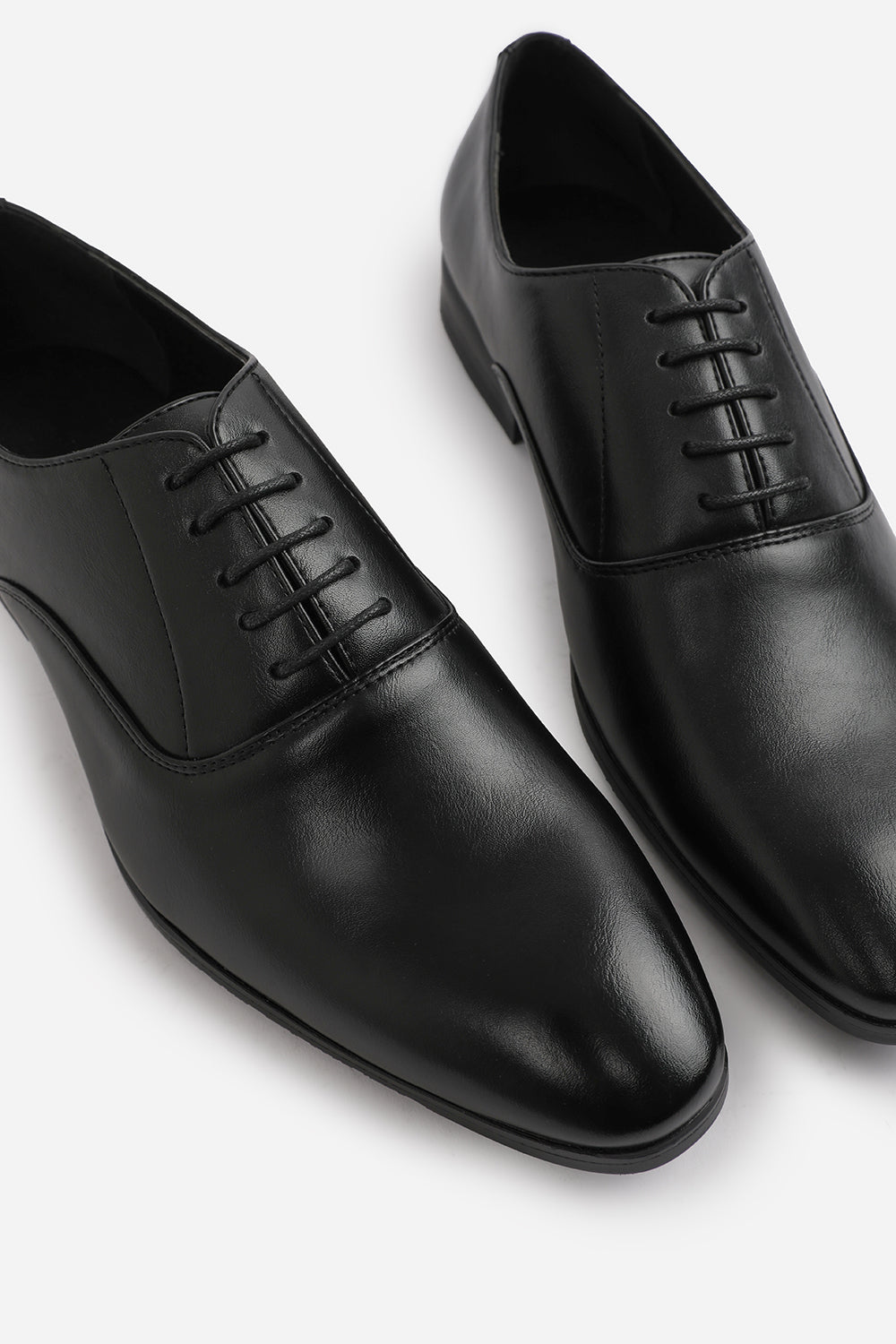 NICK OXFORD LACE UP WORK DRESS SHOES IN BLACK FAUX LEATHER