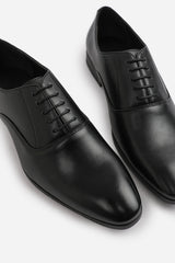 NICK OXFORD LACE UP WORK DRESS SHOES IN BLACK FAUX LEATHER