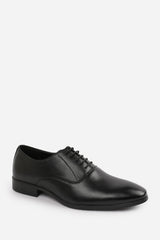 NICK OXFORD LACE UP WORK DRESS SHOES IN BLACK FAUX LEATHER
