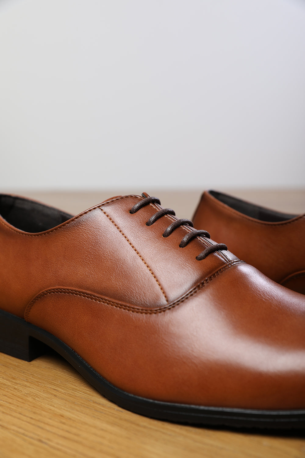 NICK OXFORD LACE UP WORK DRESS SHOES IN BROWN FAUX LEATHER