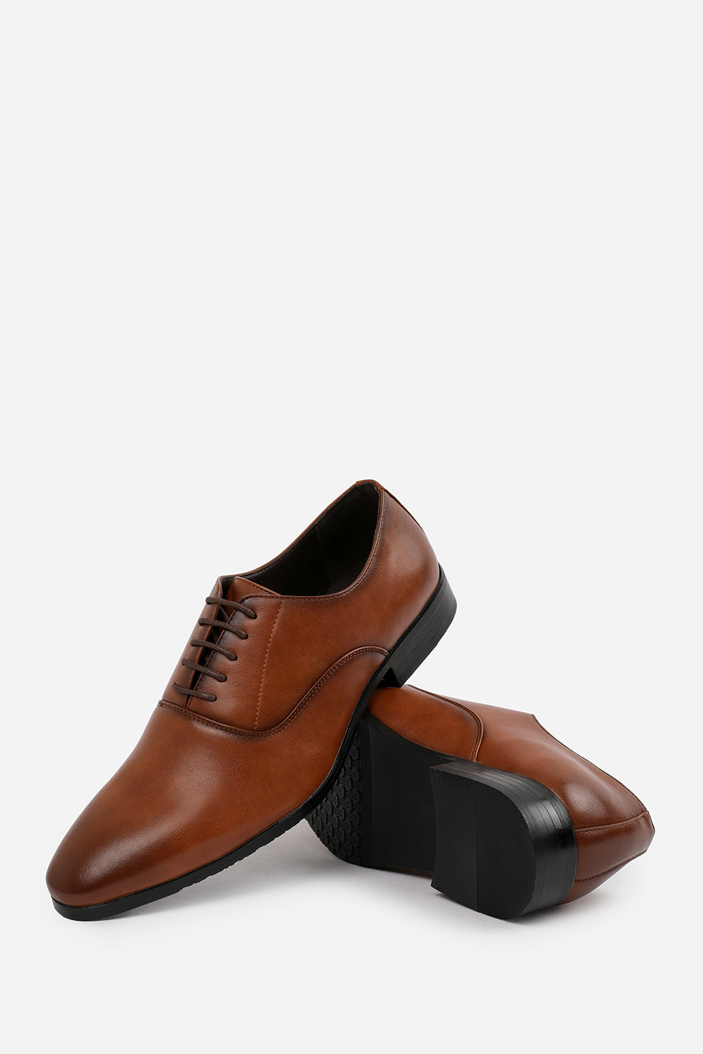 NICK OXFORD LACE UP WORK DRESS SHOES IN BROWN FAUX LEATHER