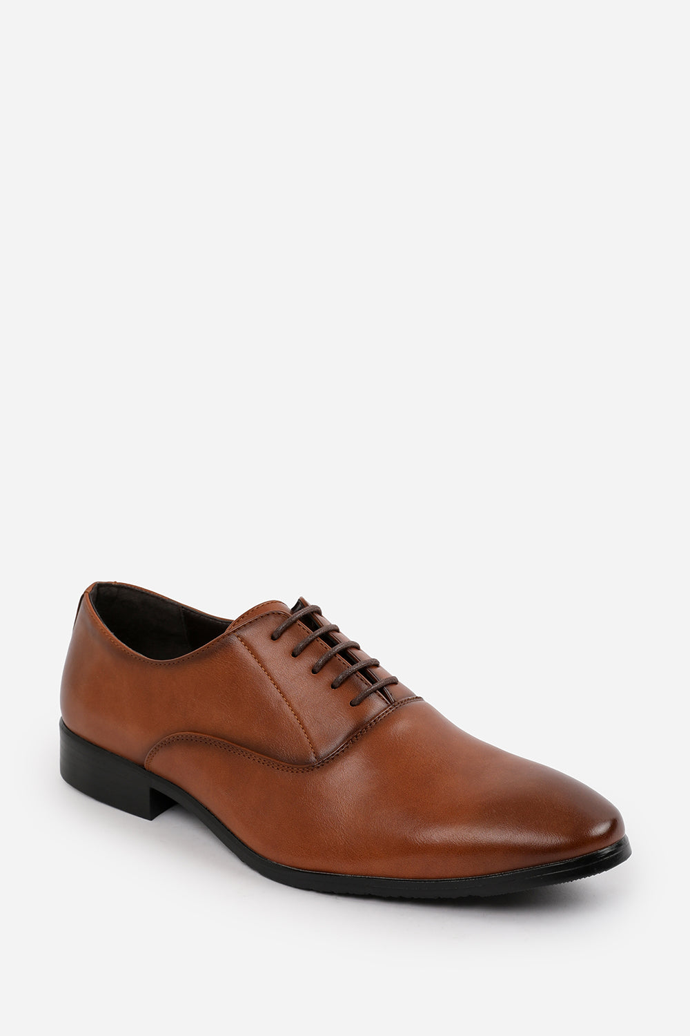 NICK OXFORD LACE UP WORK DRESS SHOES IN BROWN FAUX LEATHER