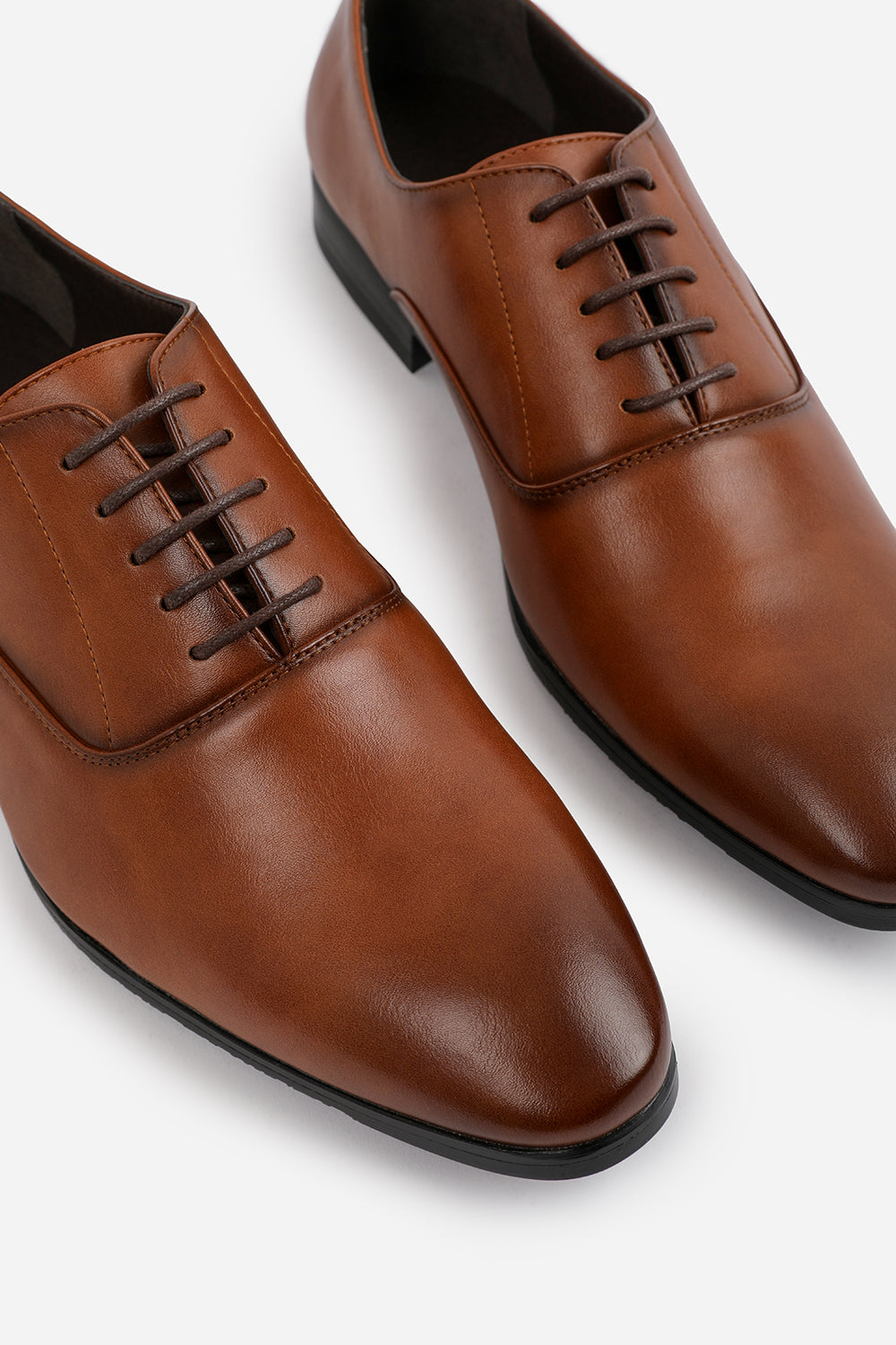NICK OXFORD LACE UP WORK DRESS SHOES IN BROWN FAUX LEATHER