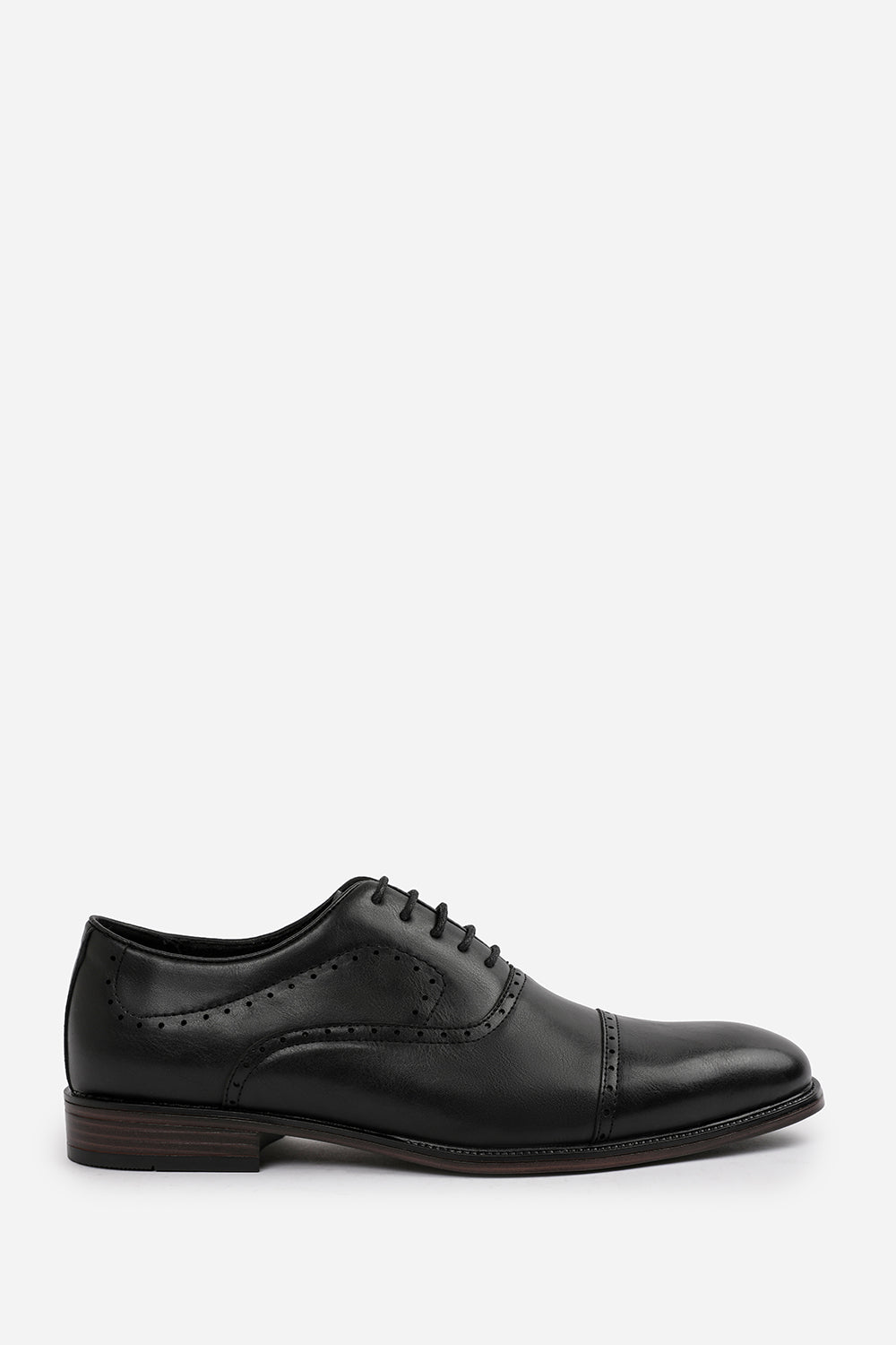 MICHAEL TEXTURED OXFORD LACE UP WORK DRESS SHOES IN BLACK FAUX LEATHER