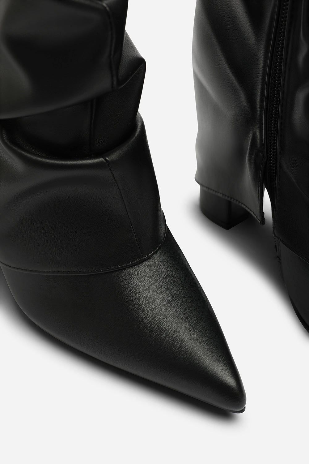 Kylis Ruched Shark Fold Down Calf Boot With Lock Detail