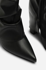 Kylis Ruched Shark Fold Down Calf Boot With Lock Detail