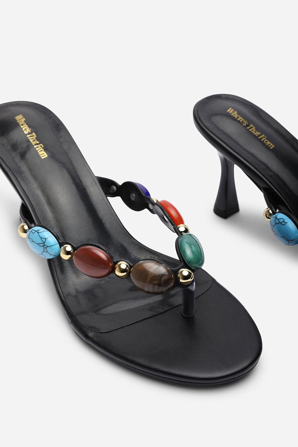 Electra Jewel Embellished Black Heeled Sandals