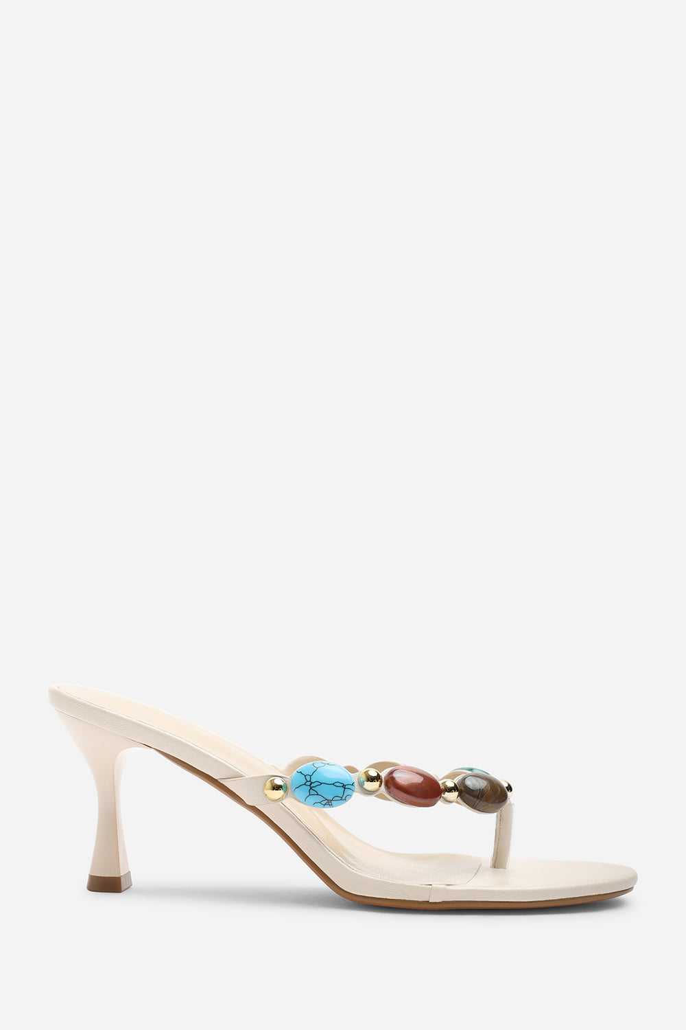 Electra Jewel Embellished Cream Heeled Sandals
