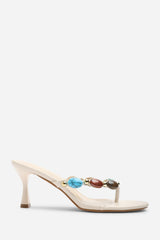 Electra Jewel Embellished Cream Heeled Sandals