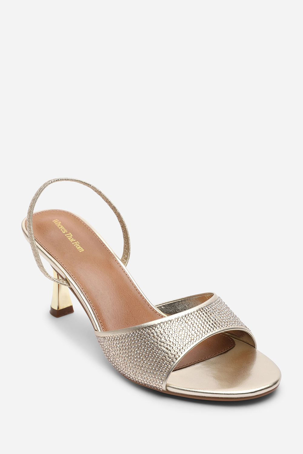 Harmony Gold Open Toe Mid Heel Sandal with Sling back
