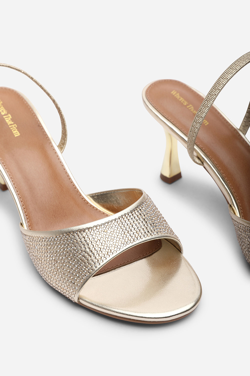 Harmony Gold Open Toe Mid Heel Sandal with Sling back