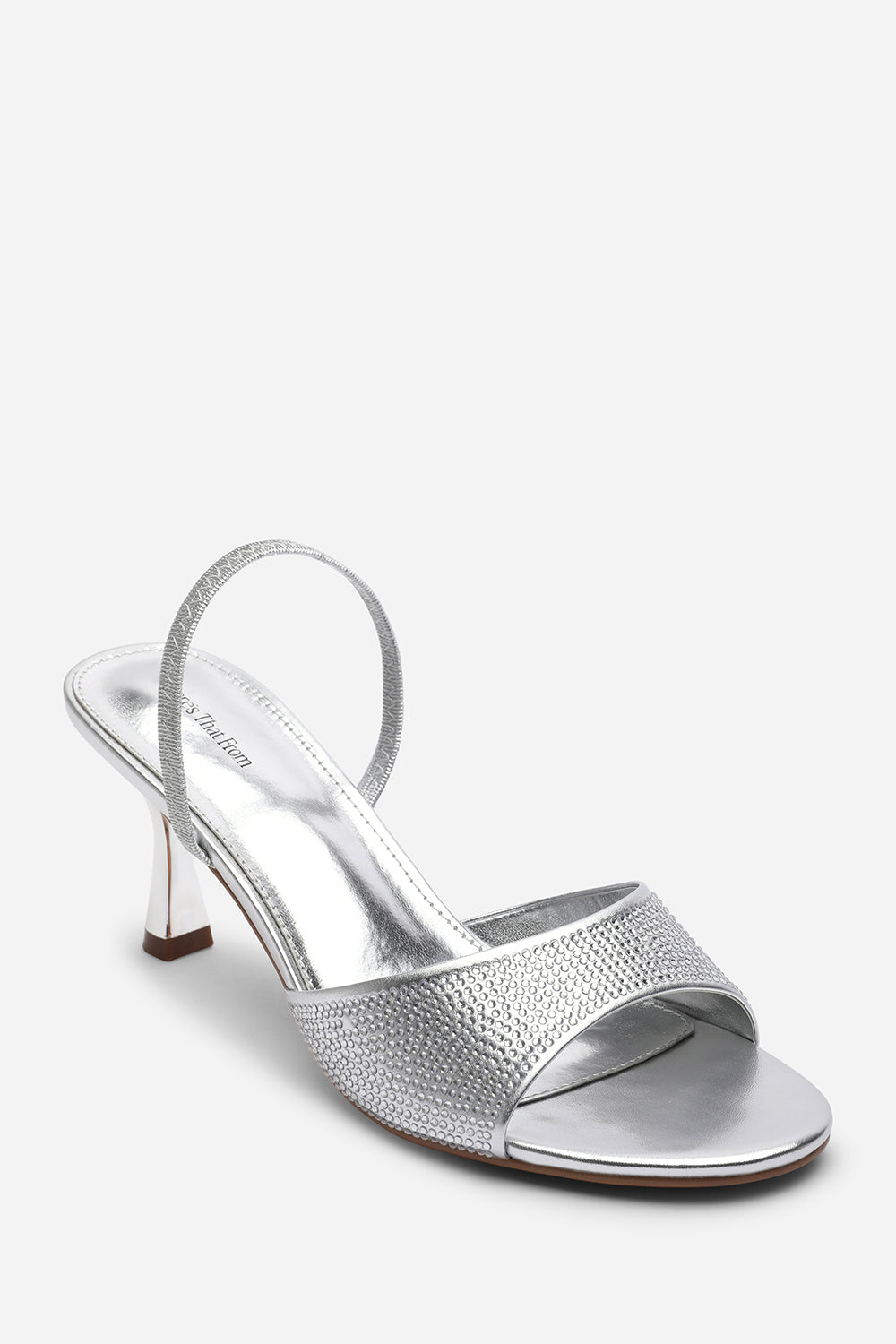 Harmony Silver Open Toe Mid Heel Sandal with Sling back