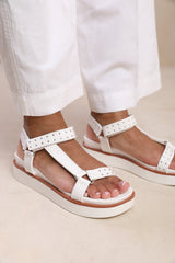 HAWAII MULTI STRAP SANDAL WITH STUD DETAIL IN WHITE