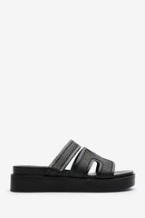 Osana Slider Flatform Sandals With Cutout Straps In Black