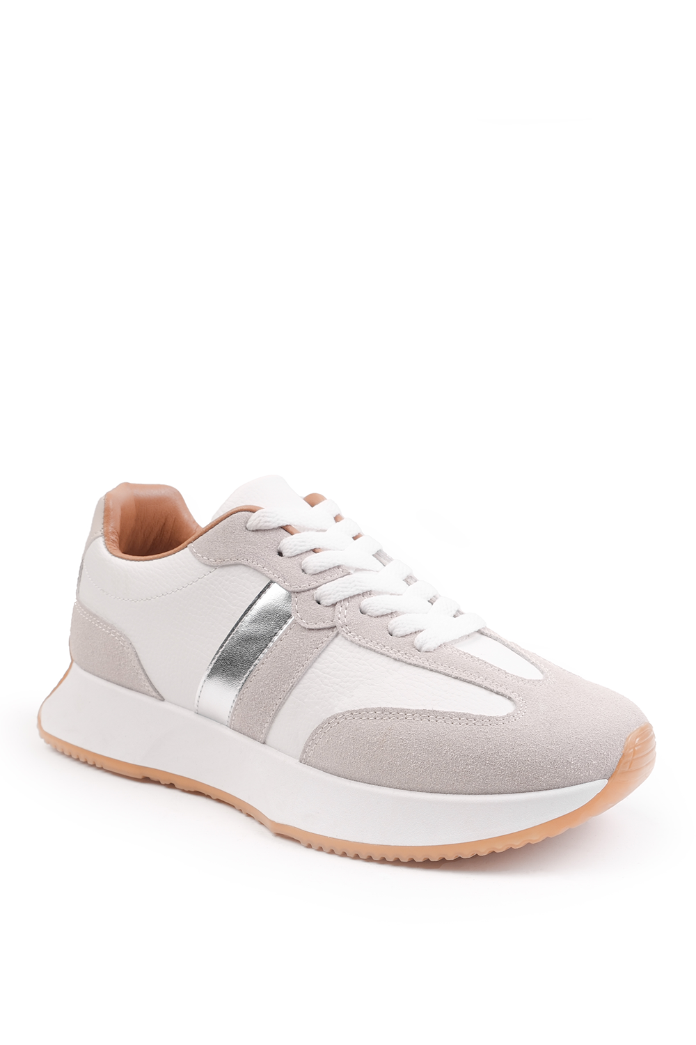 PULSE RUNNER SNEAKERS TRAINERS IN WHITE FAUX LEATHER