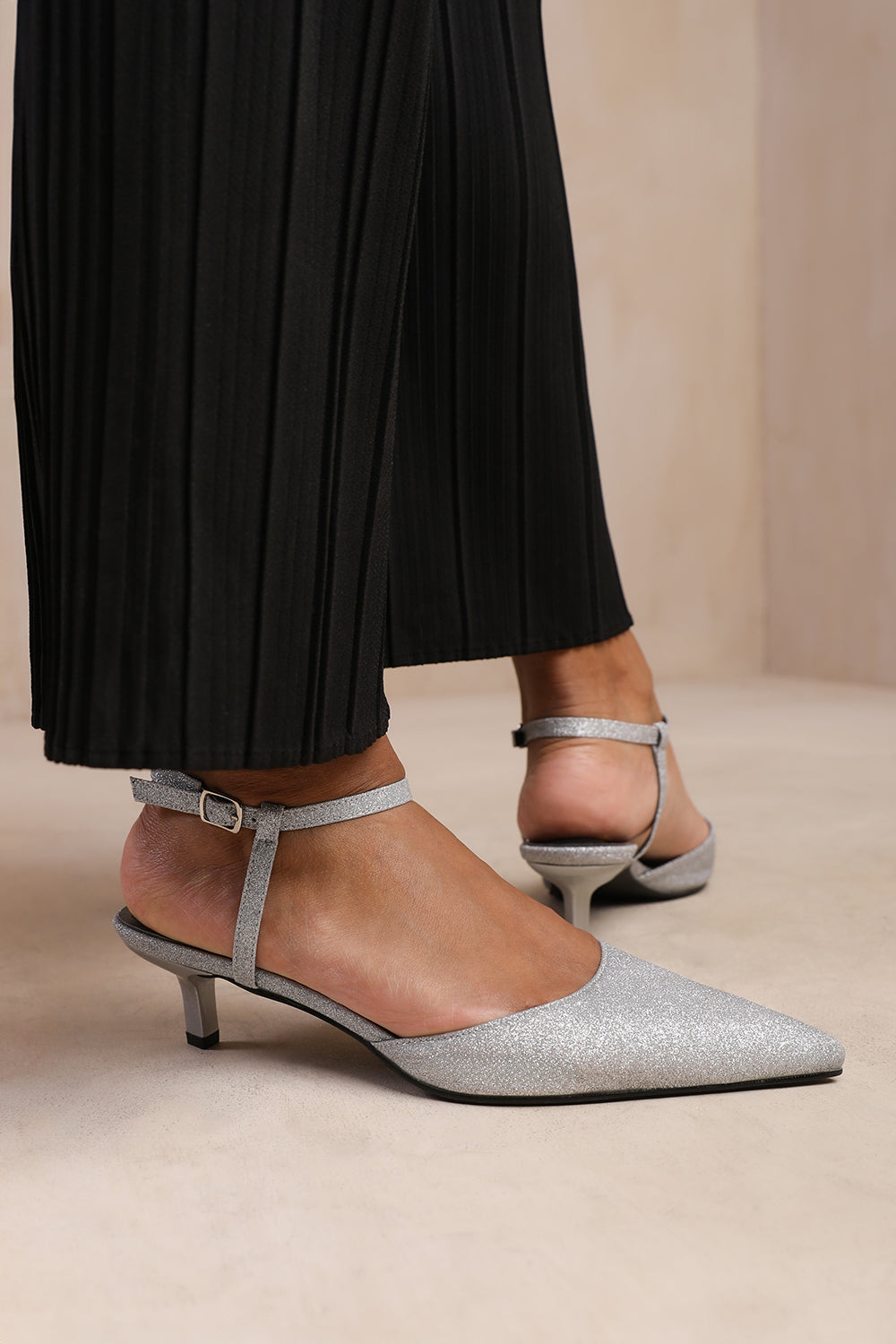 Silver grey kitten heels deals