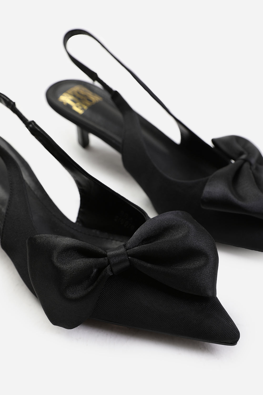 WAYDERNS Women's Satin Bow Kitten Heel Pumps - Pointed Toe Slingback Party Shoes - View #4