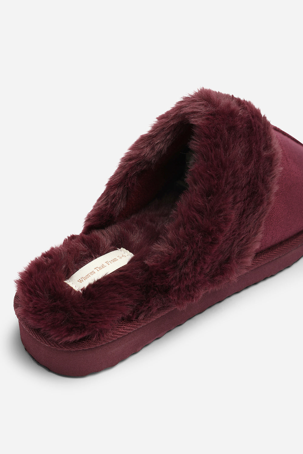 Comfort Burgundy Faux Fur Trim Mule Slipper