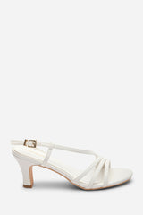 Mykonos Multi Strap Slingback White Low Block Heel