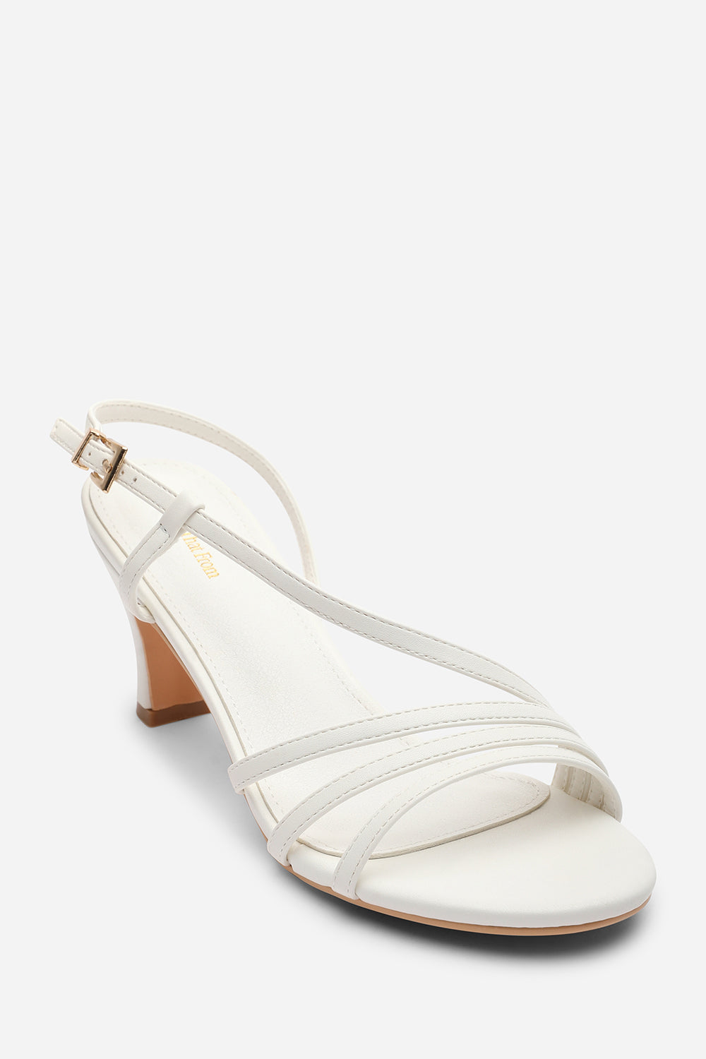 Mykonos Multi Strap Slingback White Low Block Heel