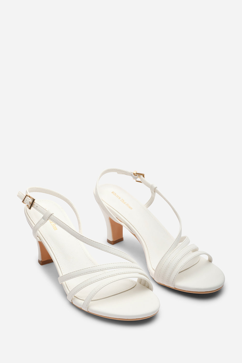 Mykonos Multi Strap Slingback White Low Block Heel
