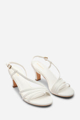 Mykonos Multi Strap Slingback White Low Block Heel