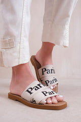 COBRA FLAT SANDALS WITH CROSS OVER BAND IN NUDE FAUX LEATHER