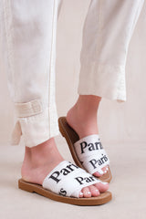 COBRA FLAT SANDALS WITH CROSS OVER BAND IN WHITE FAUX LEATHER